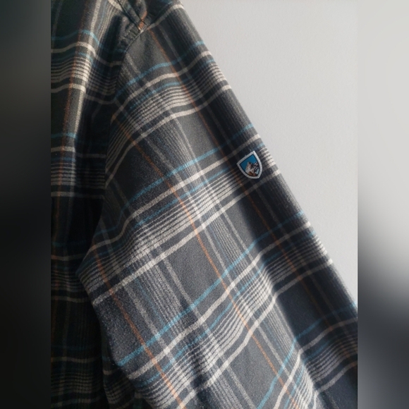 KUHL Plaid Flannel Gray Blue/Button Down Casual Shirt Large - Picture 4 of 10